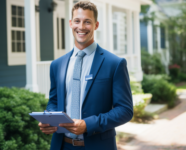 Salesman holding clipboard.